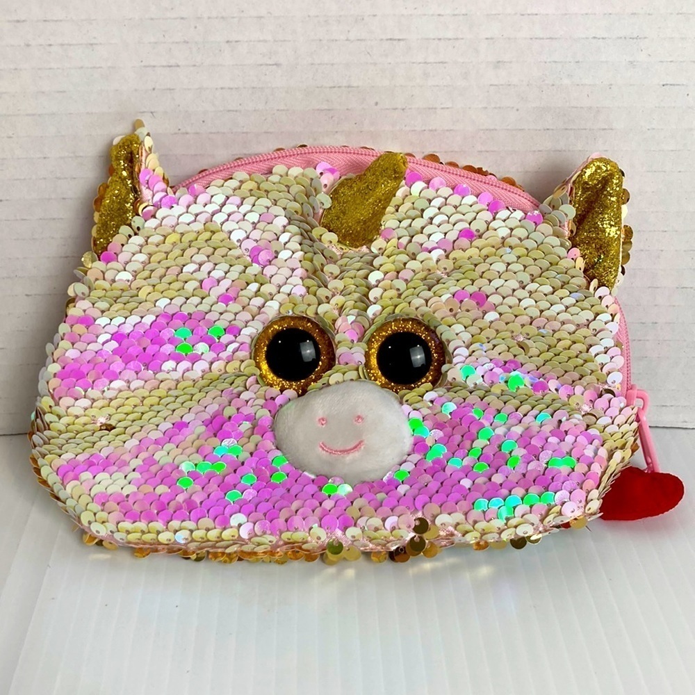 Ty Unicorn sequin bag makeup change clutch
